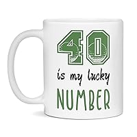 Jaynom 40 Is My Lucky Number Golf Ceramic Birthday Coffee Mug for Golfers, 11-Ounce White