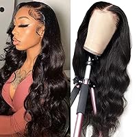 13x4 Body Wave Lace Front Wigs Human Hair Wigs for Women Glueless Lace Frontal Wigs Brazilian Virgin Human Hair Pre Plucked Bleached Knots Natural Color Wet and Wavy (28 Inch, Body Wave Wigs)