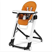 Siesta, Grow With Baby Folding High Chair & Recliner, Height Adjustable, Quick Clean & Easy Push Wheels For Babies & Toddlers, Made in Italy, Arancia (Orange)