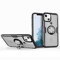 Ring Case for iPhone 13 Mini,Clear Crystal Carbon Fiber Design Anti-Scratch Case with 360 Degree Rotation Ring Kickstand(Work with Magnetic Car Mount) for iPhone 13 Mini 5.4