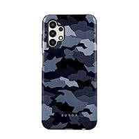 BURGA Phone Case Compatible with Samsung Galaxy A13 - Hybrid 2-Layer Hard Shell + Silicone Protective Case -Navy Blue Camo Camouflage - Scratch-Resistant Shockproof Cover