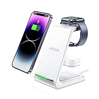 Intoval Wireless Charging Station, 3 in 1 Charger for Apple iPhone/iWatch/Airpods,iPhone15 14,13,12,11 (Pro,Pro Max)/XS/XR/XS,iWatch9/8/Ultra2-1/7/6/SE/5/4/3/2,Airpods Pro2/Pro1/3 (A3,White)
