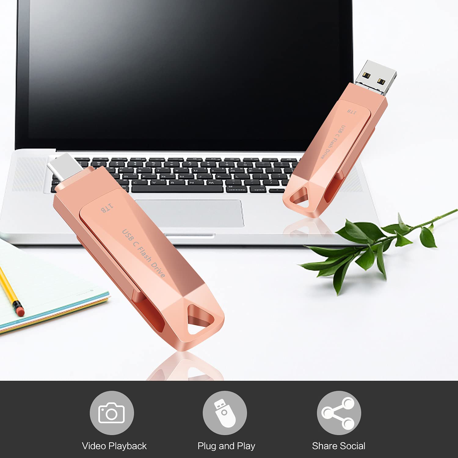 USB C 1TB Flash Drive Memory Stick The Photo Stick for Android Phone Thumb Drive 1TB USB 3.1 Data Storage Drive WANSISEN for MacBook Pad Pro Android Phone USB C Computers and Tablets 1TB ZS Black…