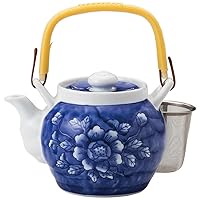 Yamashita Craft 15029550 Teapot, Porcelain 1,000 cc, Dami Peony No. 6 Earthenware Bottle, Tea Strainer Included