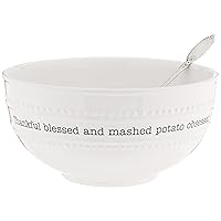 Mud Pie Farmhouse Mashed Potato Serving Bowl and Spoon Set, White