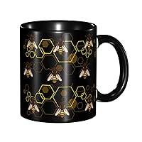 Bee Honeycomb Coffee Mug Funny - Ceramic Tea Cup Novelty Gifts for Office and Home Women Girls Men Dishwasher Microwave Safe 11oz