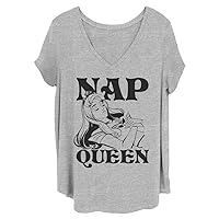 Disney Women's Princesses Aurora Nap Queen Junior's Plus Short Sleeve Tee Shirt