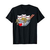 Cat Love Ramen Lover Hearts Valentine Day T-Shirt
