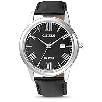 CITIZEN - Herren - Analoguhr - Uhr - Stahl - Lederband - Silberfarbig - 40 mm