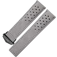 Genuine Leather watchband for TAG heuer Watch Strap with Folding Buckle 20mm 22mm Gray Black Brown Cow leathr Band (Color : Gray Black, Size : 22mm)