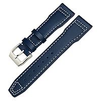 Genuine Leather Watchband for IWC Mark XVIII Le Petit Prince Pilot’s Watch 20mm 21mm 22mm Cowhide Strap (Color : Blue White Silver, Size : 20mm)