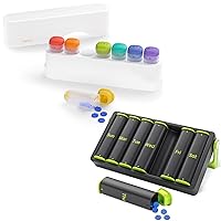 Weekly Pill Organizer 1 Time a Day(White) and Weekly Pill Box 2 Times a Day(Green)