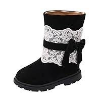 Kids Baby Girls Princess Shoes Fashion Bowkont Cotton Boots Snow boots Kids Leather Warm Shoes High Tops Size 11