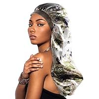Beauty Town Satin Silk Bonnet Cap Extra Large Size Wide Long Single Layer Sleep Cap for Women