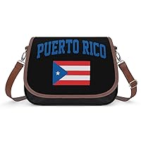 Flag of Puerto Rico Women's Crossbody Bag PU Messenger Bag Shoulder Handbag Pocket Purse for Travel Office