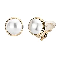 Traveller jewellery, earring earclip with crystals from Swarovski, 22 ct gold plated, pearl, diameter approx.10 mm.