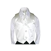 Unotux 2pc Boys Satin Ivory Vest and Necktie Set from Baby to Teen