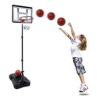 Kids Basketball Hoop for Indoor Outdoor Play for 3 4 5 6 7 8 Year Old Stand Adjustable Height 2.9 ft-6.2 ft, Basketball Hoops Goal Ball Games Toys for Boy Girls Age 3-4 5-6 7-8
