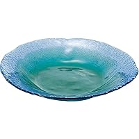 Toyo Sasaki Glass Platter Blue Green Approx. Diameter 8.3 x 1.6 inches (21 x 4 cm), Coral Sea, Made in Japan WA3309