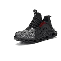 Men's Steel Toe Work Shoes Lightweight Comfortable Slip Resistant Puncture Proof Safety Shoes Breathable Indestructible Construction Industrial Sneakers