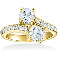 P3 POMPEII3 2 Ct Forever Us 2 Stone Diamond Engagement Ring 14k Yellow Gold