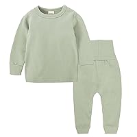 Toddler Boy Shirt and Tie Set Toddler Kids Baby Boy Girl Clothes Unisex Solid Sweatsuit Long (Mint Green, 3-4 Years)