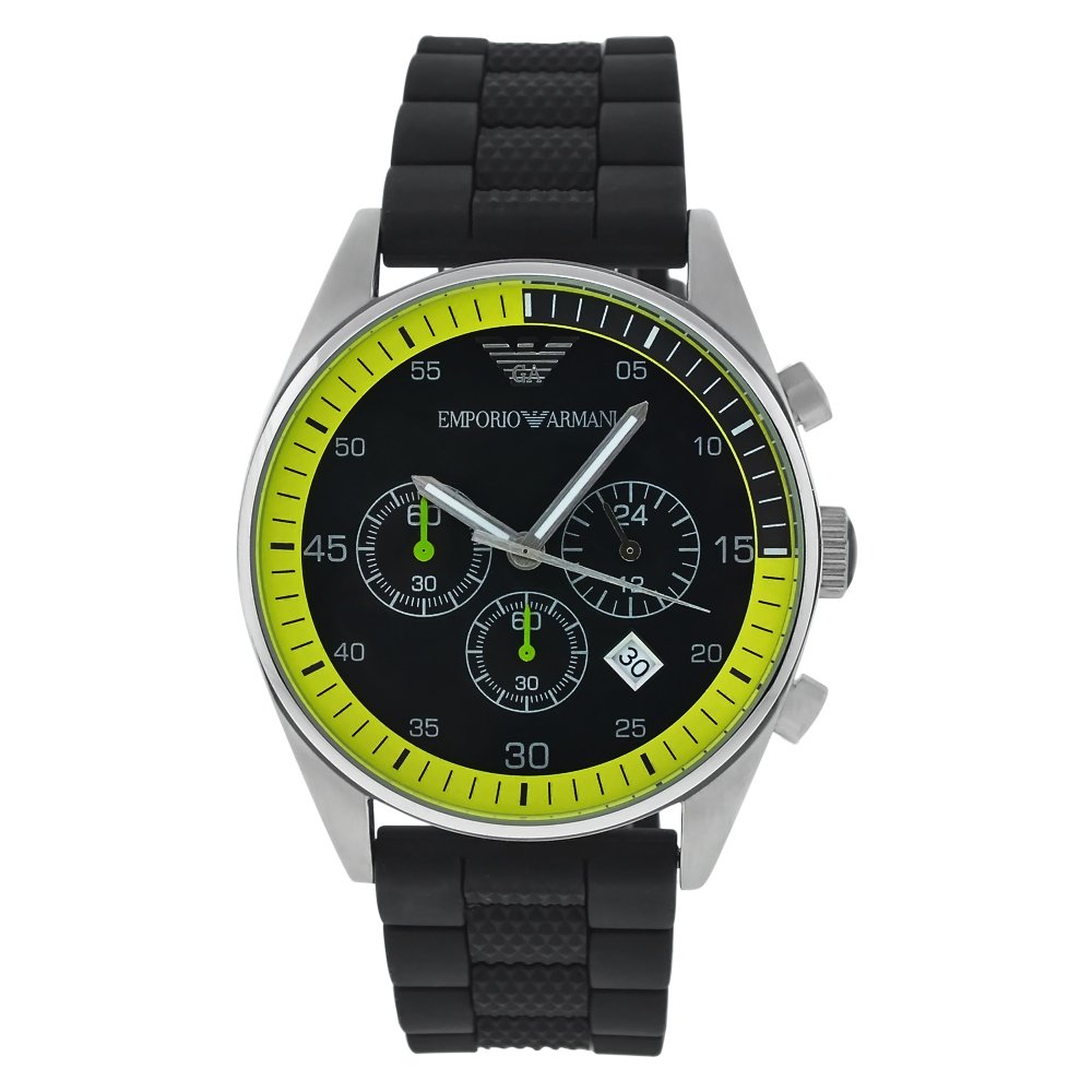 Emporio Armani Men's AR5865 Rubber with Black Dial Watch