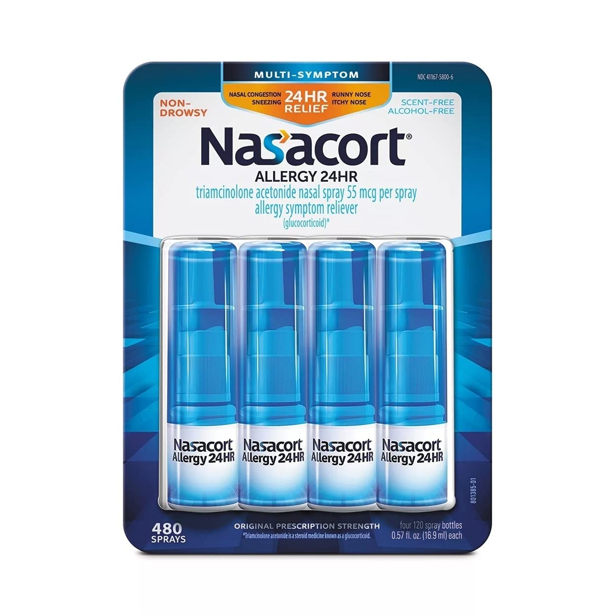 Nasacort Allergy 24 Hour, 0.57 Fluid Ounce, ApMpGI 4 Pack (120 Sprays/pack)