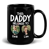 Personalized This Daddy Belong To Baby Mug, Custom Kids Photo Mugs Gifts For Daddy, Personalized Daddy Mug For Dad's Birthday Gift From Children, Custom Kid's Name Mug, Daddy Black Cup 11oz 15oz
