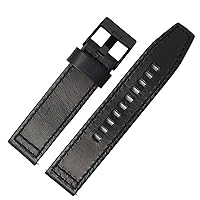 for Fossil JR1354|1487|1424 watchband Retro Quick Release Genuine Leather Diesel Strap Black Dark Brown 22mm 24mm (Color : Black Black Clasp, Size : 24mm)