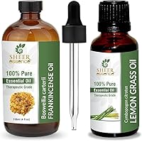 Combo Frankincense Oil Essential Oil (4 Fl Oz) and Lemon Grass Oil Essential Oil (0.5 Fl Oz) Oz