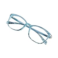 VisionGlobal Blue Light Blocking Glasses for Women, Anti Eyestrain, Computer Reading, TV Glasses, Stylish Square Frame, Anti Glare(Slate Blue,+3.00 Magnification)