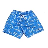 UZZI Men's Swim Trunks Shark Print Shorts with Mesh Lining