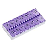 Ezy Dose Weekly (7-Day) AM/PM Pill Organizer, Vitamin Case, and Medicine Box, Medium Compartments, 2 Times a Day, Purple