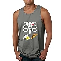 Beer and Pizza Pregnant Skeleton Patriotic American Party Unisex Tank Top