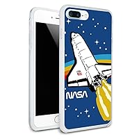 NASA Logo Over Space Shuttle with Rainbow Protective Slim Fit Hybrid Rubber Bumper Case Fits Apple iPhone 8, 8 Plus, X, 11, 11 Pro,11 Pro Max