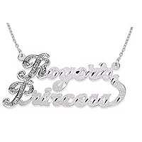 Rylos Necklaces For Women Gold Necklaces for Women & Men 14K White Gold or Yellow Gold Personalized Diamond 2 Name Nameplate Necklace 20MM Special Order, Made to Order Necklace