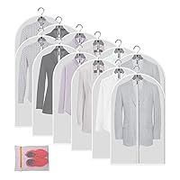 Clear Garment Bags Clothes Covers Protecting Dusts (Set of 12) for Storage Plastic Garment Bags Hanging Clothes Bags Dress Bag for Gowns Long with Zipper for Closet - 24'' x 40''/12 Pack