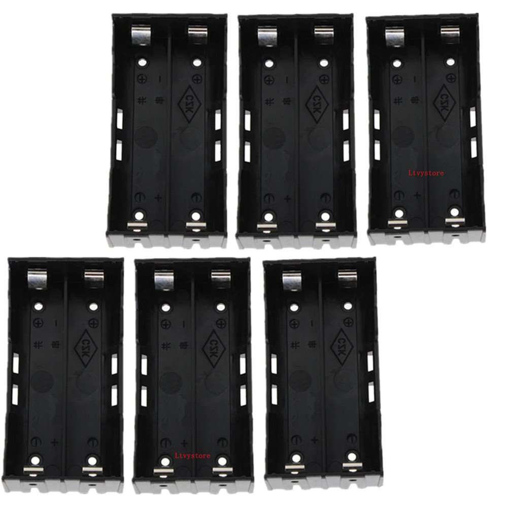 18650 Battery Case Holder, 6 Pcs 2 Slots x 3.7V DIY Battery Storage Box, in Parallel Black Plastic Batteries Case with Pin for Soldering 2 x 18650, by Ltvystore