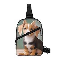 Big Eared Cute Dog Sling Bag For Women And Men Fashion Folding Chest Bag Adjustable Crossbody Travel Shoulder Bag