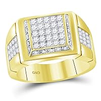 The Diamond Deal 10kt Yellow Gold Mens Princess Diamond Square Cluster Ring 1-5/8 Cttw