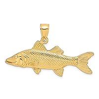 14k Gold 3 d Snook Animal Sealife Fish Charm Pendant Necklace Measures 15.25x41mm Wide 5.5mm Thick Jewelry Gifts for Women