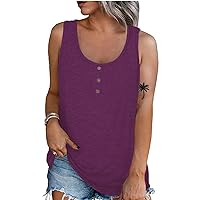 UOFOCO Solid Womens Tops Tees Blouses Women's Summer Tank Top Cami Shirts Sleeveless Casual Loose Low Collar T Shirts Dark Purple Medium