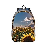 Sunflowers Sunlight Print Canvas Laptop Backpack Outdoor Casual Travel Bag Daypack Book Bag For Men Women