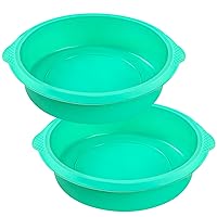 Silicone Cake Pan, 2 Pack 8.5 Inch Round Silicone Cake Molds, Silicone Molds for Baking Cheese Cake, Chocolate Cake, Layer Cake, Mousser Cake