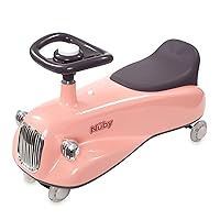 Nuby Twist N Ride Classic Ride on Cars - Riding Toys with Realistic Working Front & Back Lights - Fun Light Up Car Scooter with Music - Toddler Toys for 3 Years and Up - Pink & Purple Toy Scooter Car