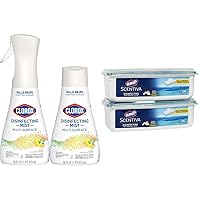 Clorox Cleaning Bundle Disinfecting Mist Lemon and Orange Blossom Scent (1 Spray Bottle & 1 Refill, 16 Fl Oz Each) Scentiva Wet Mopping Cloths, Pacific Breeze Coconut Scent-2-Pack, 24ct Each