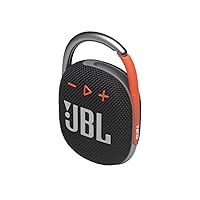 Clip 4, Black/Orange - Portable Bluetooth 5.1 Speaker - Up to 10 Hours of Play - Waterproof & Dust Resistant - Includes Noise & Echo-Canceling Speakerphone