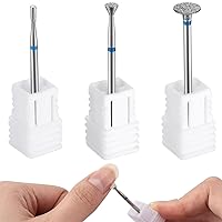 OIIKI 3PCS Nail Drill Bits for Acrylic Nails, Diamond Nail Bits, Manicure Grinding Head Tools for Nail Art