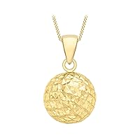 Carissima Gold Women's 9 ct Yellow Gold Diamond Cut Ball Pendant on Curb Chain Necklace of Length 46 cm